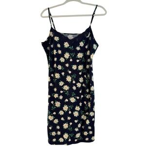 Draper James Floral Nightgown Lace Trim Cami Slip Dress XL Navy Blue‎